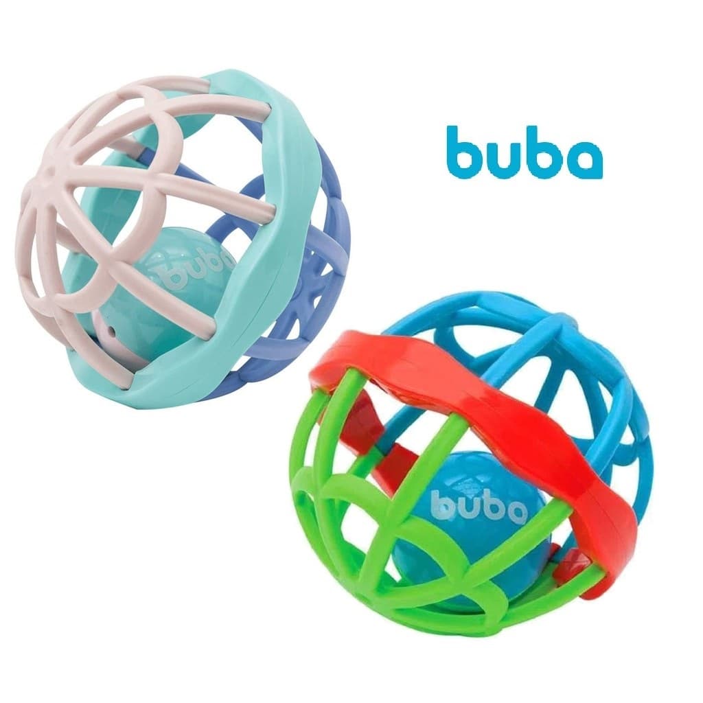 Bola Chocalho Baby Ball Cute Buba Colorida + 3 Meses Bebês -  Brinquedo Interativo Sensorial, Chocalho, Mordedor