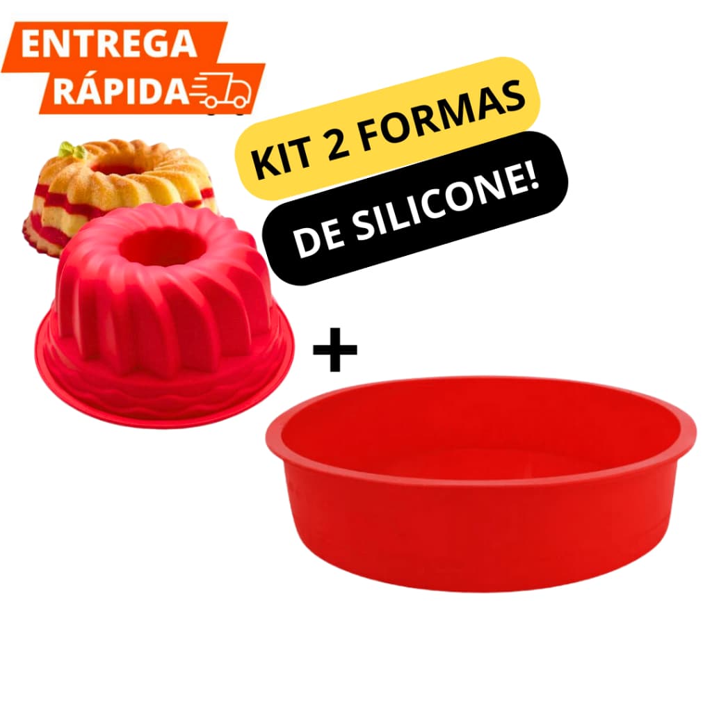 Kit Com 2 Formas De Silicone 1 Forma De Pudim 1 Forma Para Bolos Formas Resistentes Ao Calor Fácil Desenformar