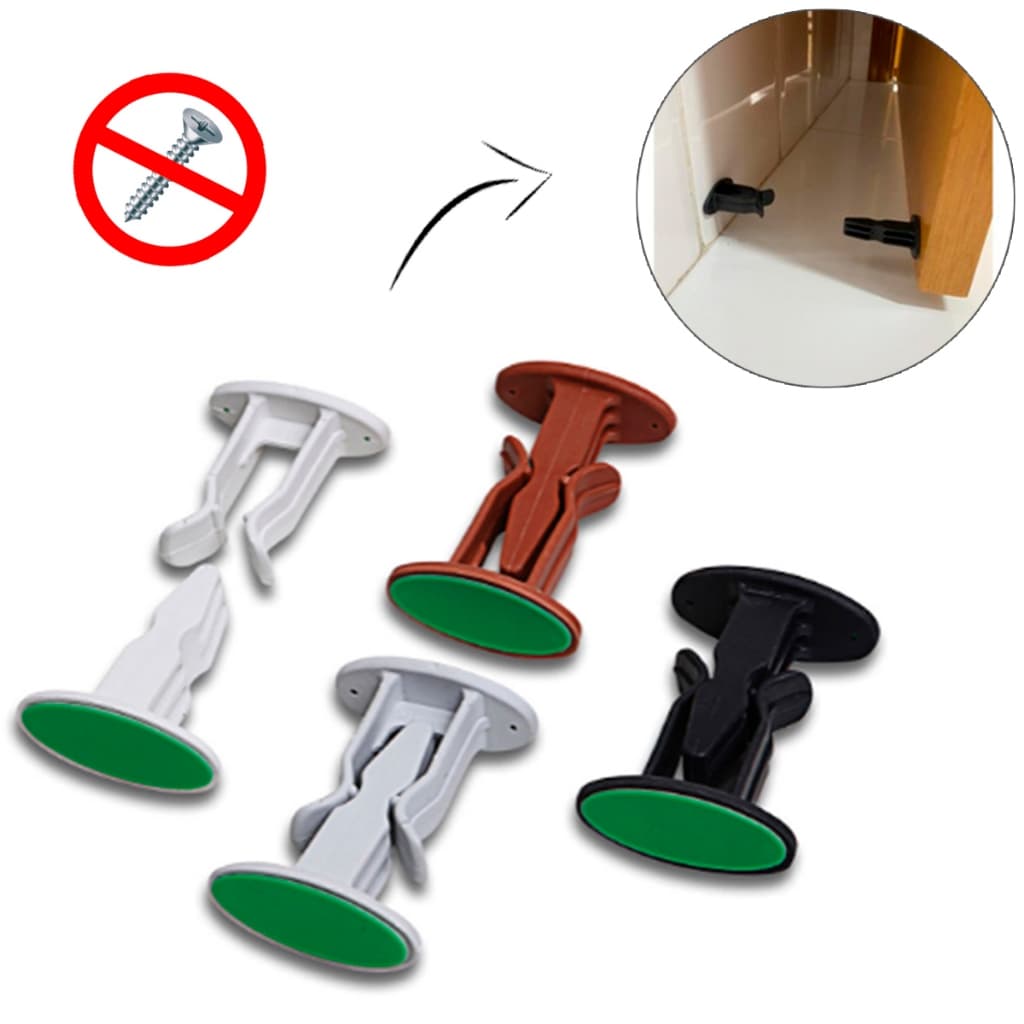 Trava Porta Janela Segurador Fixador Segura Sem Pregos Prático Super Adesivo Kit 4 Unidades