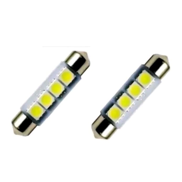 Par Lampada Led Smd Para Carro Torpedo 41mm 4 Leds White 5050