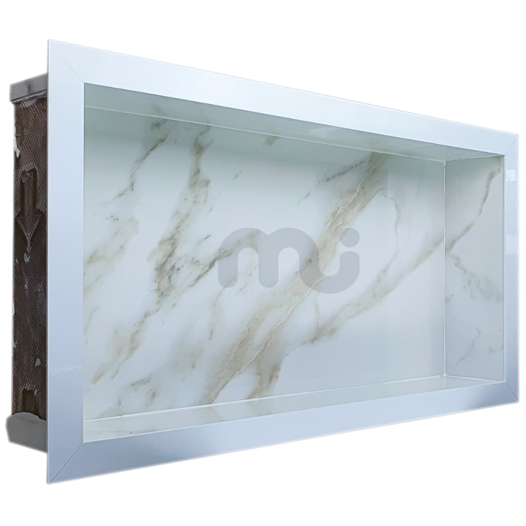 Nicho De Porcelanato Para Banheiro Branco Marmorizado Único Que Não Empoça Água No Fundo! PREMIUM!