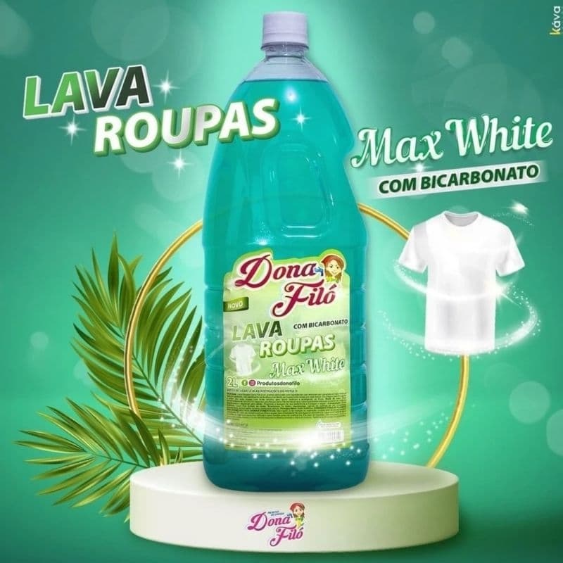 Sabão Líquido Lava Roupas Max White Com Bicarbonato Remoção de Manchas