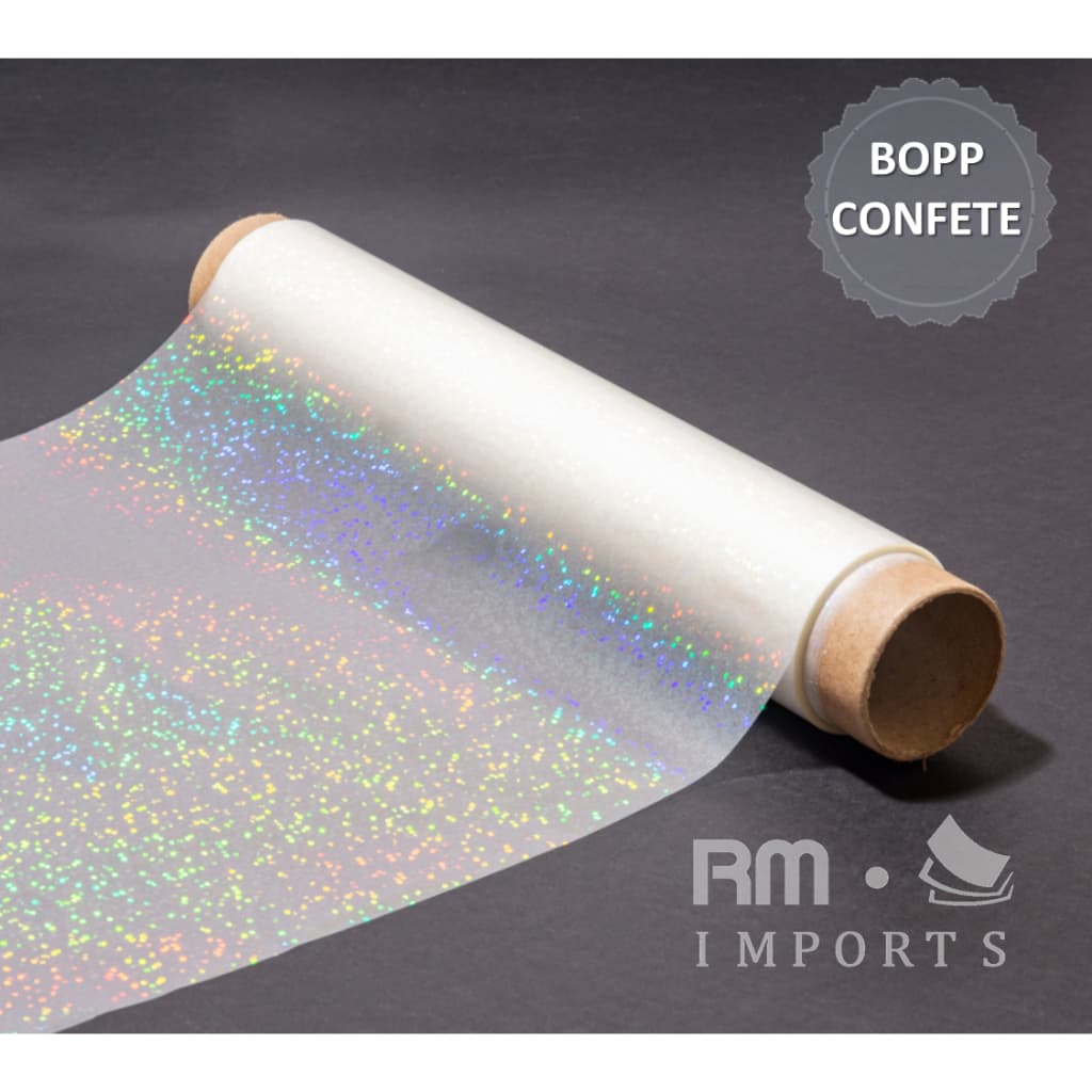 Bopp Holográfico CONFETE - 10 a 50 Metros x 22cm - Laminação a Quente