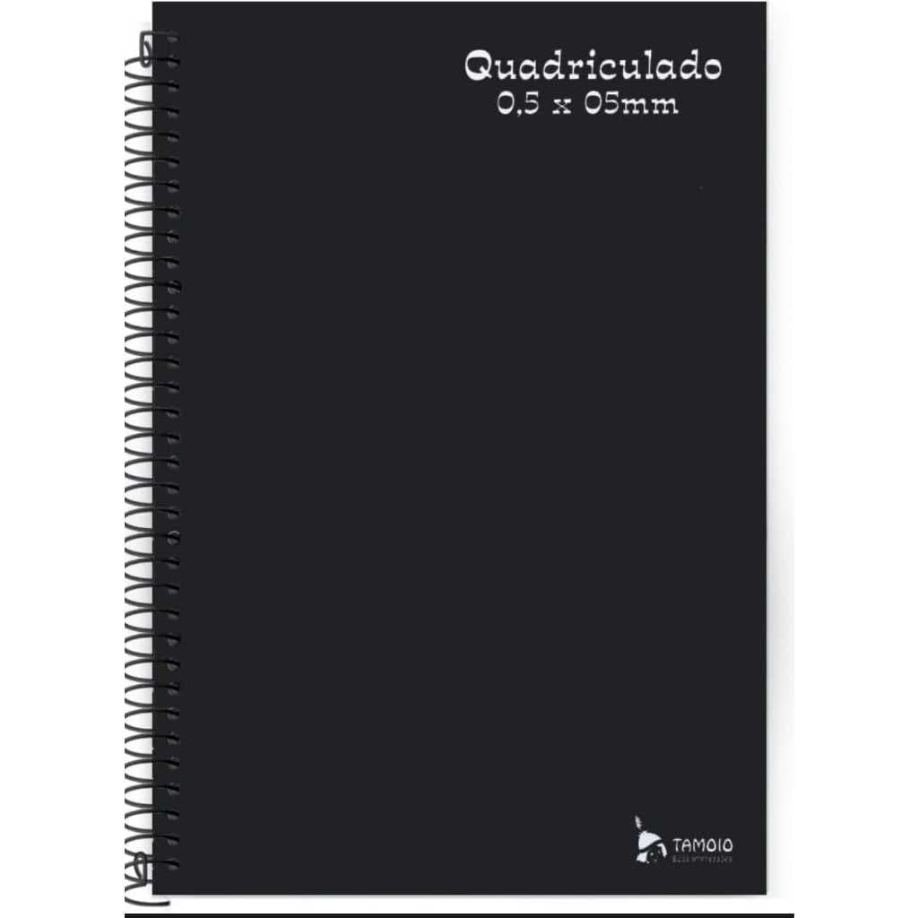 Caderno Universitário Espiral Capa Dura Quadriculado 5x5mm Preto 96 Folhas- Jandaia