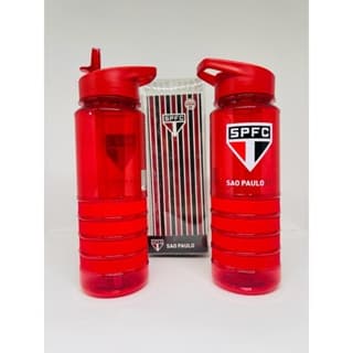 Garrafa Plástico São Paulo Canudo Retrátil 700ml Detalhe Emborrachado - Produto Licenciado - Mileno