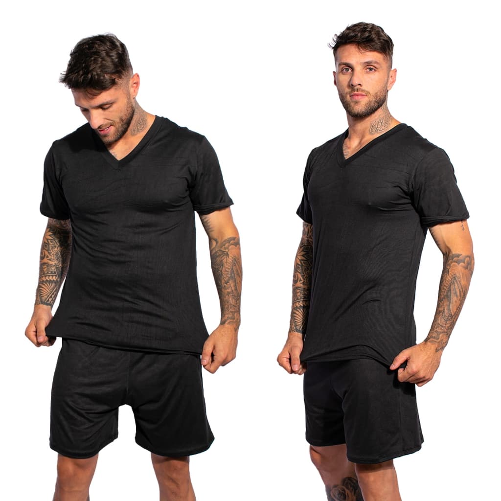 Kit 2 Pijamas Lisos Masculino Manga Curta Short Linha Noite Suede Adulto Verão