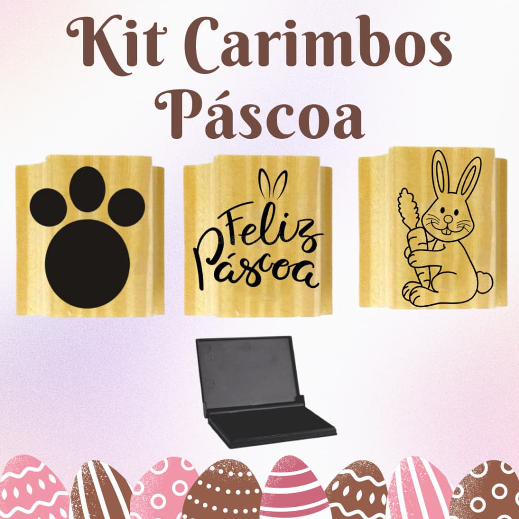 Kit Carimbos de Páscoa para caixas embalagens sacolas kraft tag tecido