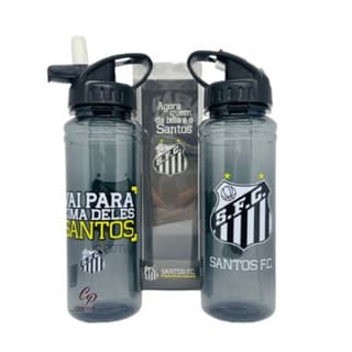 Garrafa de Plástico com Canudo Time Santos 700ML Produto Licenciado - Mileno