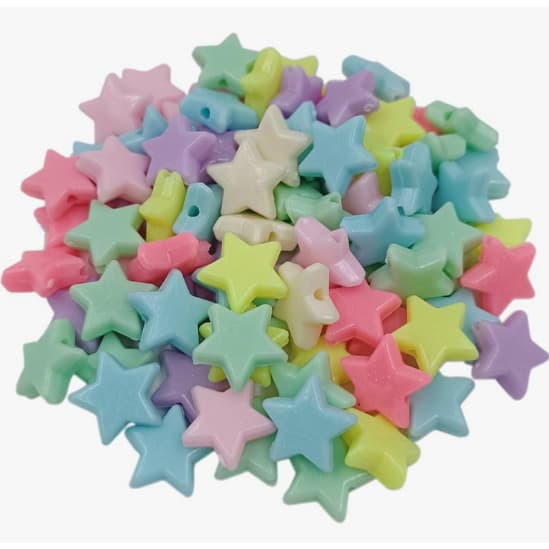 Miçanga Estrela 10mm/ 50 ou 100 Pçs Entremeio Colorido Furo Passante Abs