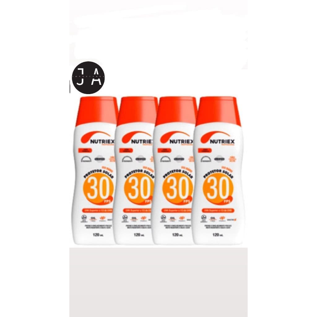 Kit 4 Protetor Solar Fps 30 120ml Nutriex 1/3 UVA UVB Bloqueador Solar Fator 30 Proteção Raios Solares Ultravioleta Sol
