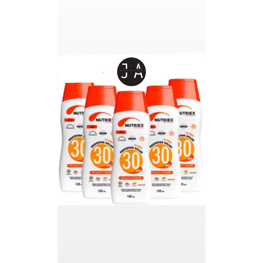 Kit 5 Protetor Solar Fps 30 120ml Nutriex 1/3 UVA UVB Bloqueador Solar Fator 30 Proteção Raios Solares Ultravioleta Sol