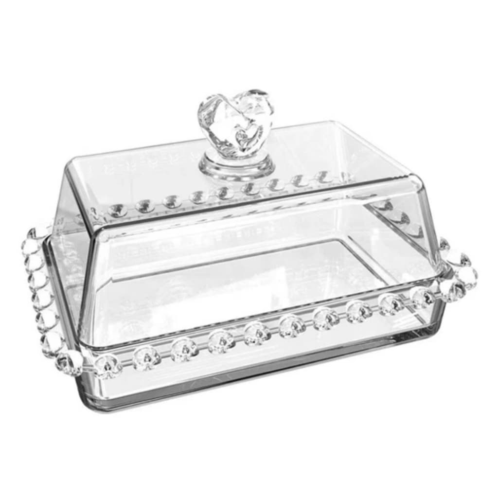 Manteigueira Cristal Vidro Coração 17x10x10cm Mesa Posta Cantinho do Café