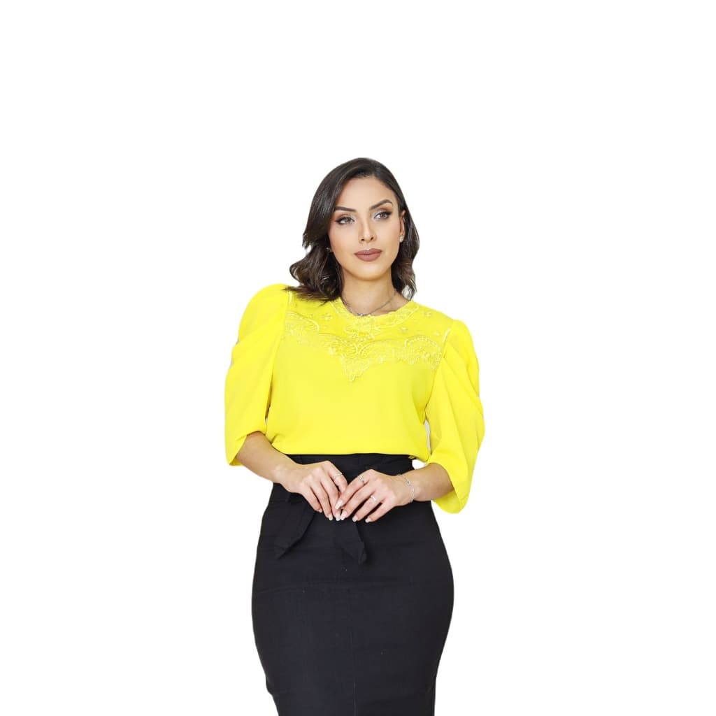 Blusa Feminina Moda Evangelica Em Crepe Linda Barata Sku B17