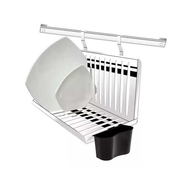Escorredor De Louca Aço Inox Parede Dobrável 12 Pratos Porta Talher Barra 40 cm Suporte Pratos