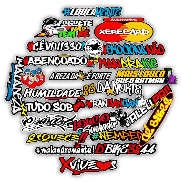 Cartela de Adesivos para carro moto ou bike Sticker Notebook Bicicleta
