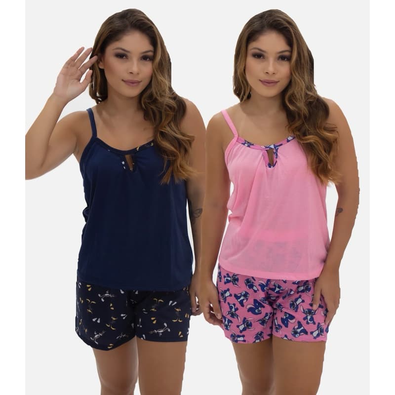 Kit 2 Baby Doll Plus Size Feminino Malha Pijama Verão Roupa de Dormir Short Doll Alcinha Confortável Traje para Dormir