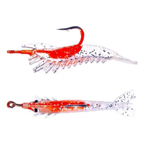 Kit 5 Iscas Artificial de silicone formato Camarão para corvina/robalo