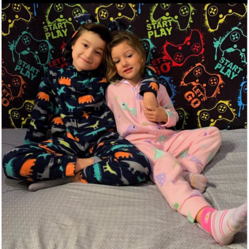 macacão pijama com zíper ou botões com touca de soft para menino e menina TAM. 1 ao 16