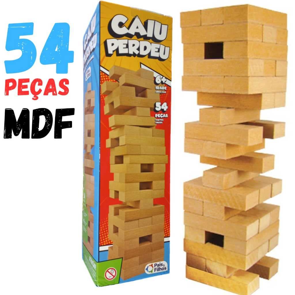 Jogo Caiu Perdeu Torre Madeira Equilíbrio Brinquedo Menino Menina