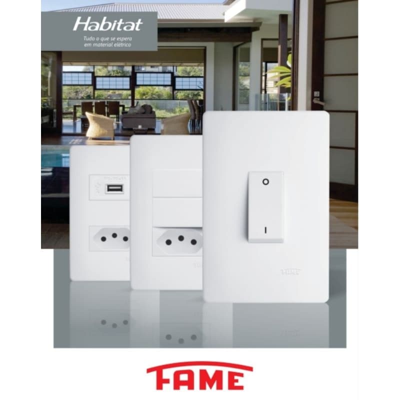 kit tomadas e Interruptor Fame Habitat Branca