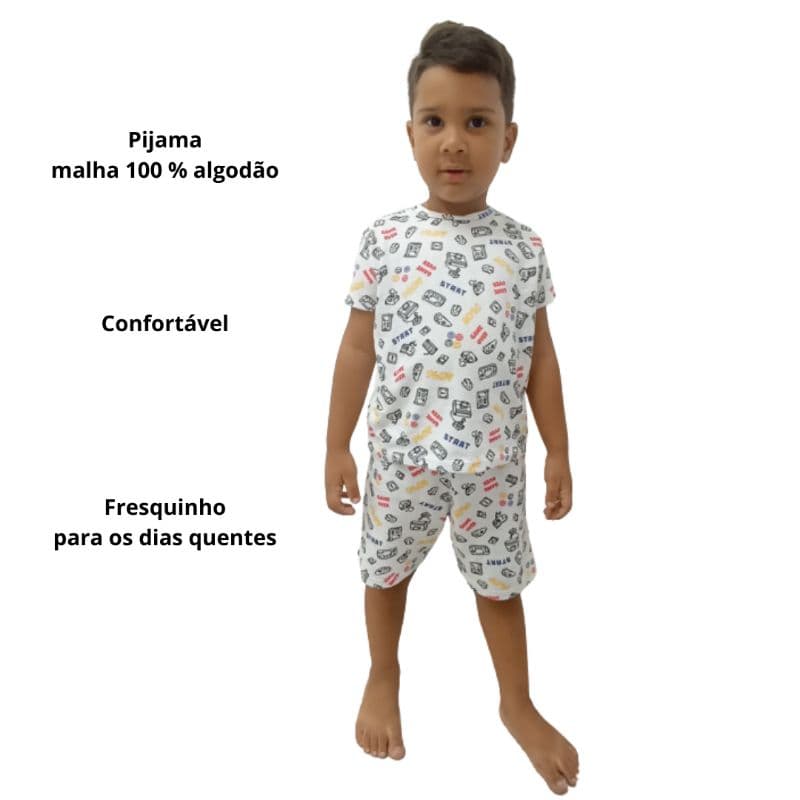 Pijama de malha infantil (feminino e masculino) Tamanho 1 2 3