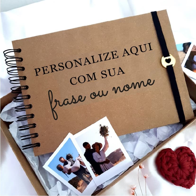 Álbum Kraft no tamanho A5 - Personalize a sua capa com uma frase ou seu nome - 60 páginas para preencher com suas fotos