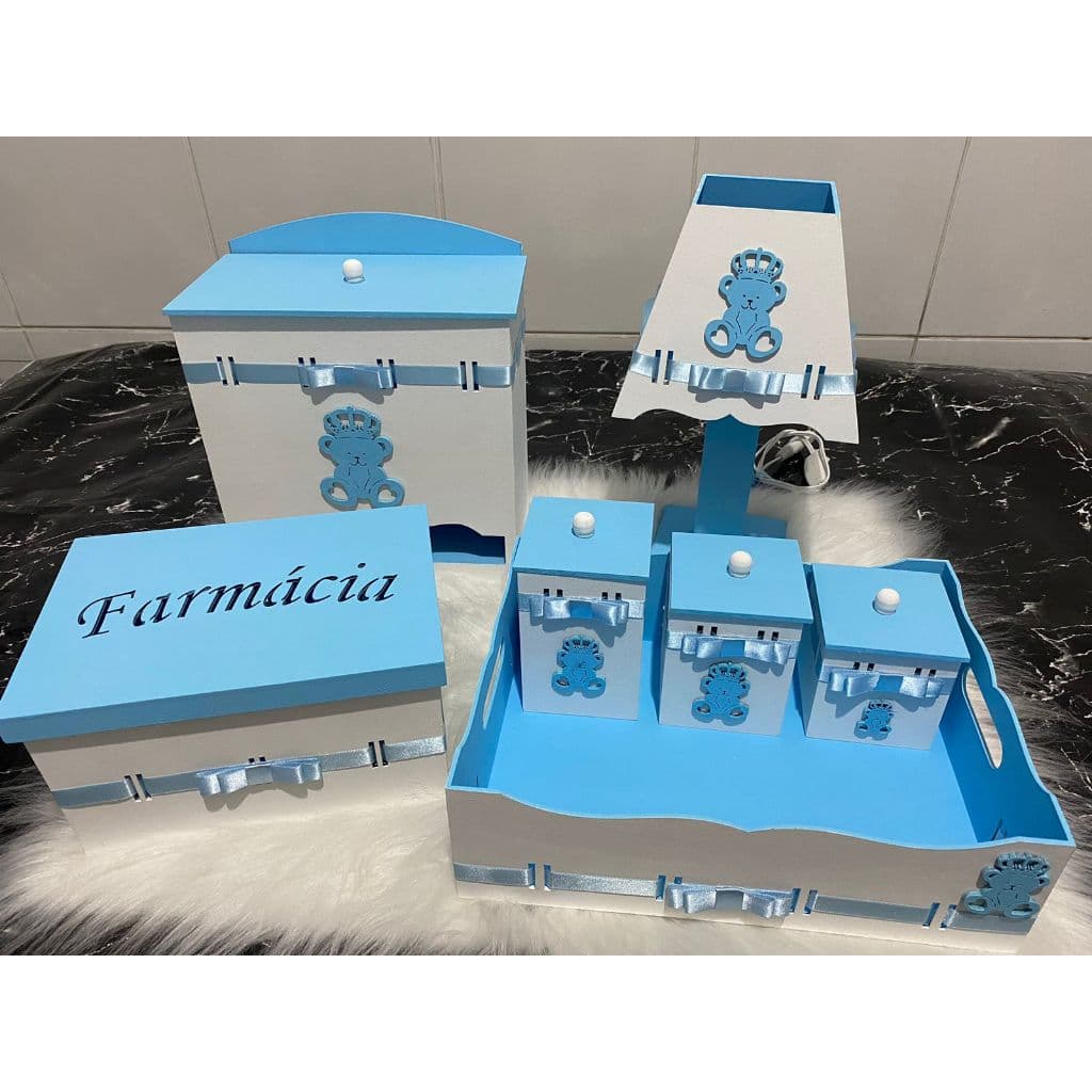 Kit Higiene para Bebê Azul com Ursinho