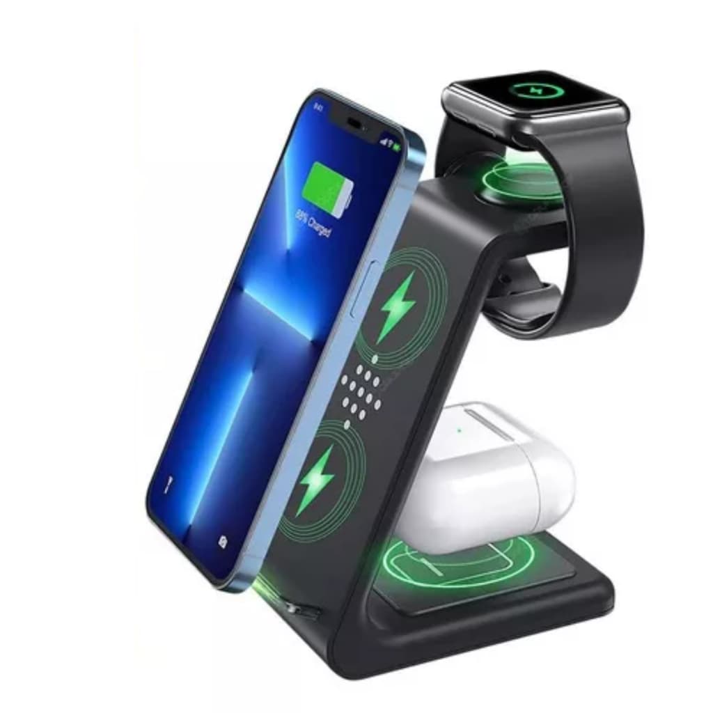 Estação de carregamento wireless por indução Inova - Celular, Fone e Smartwatch
