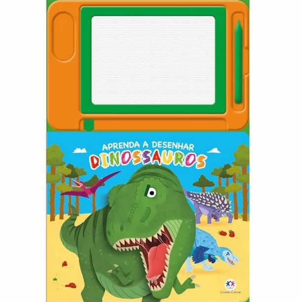 Livro Lousa magnética Dinossauros Desenhe e Apague