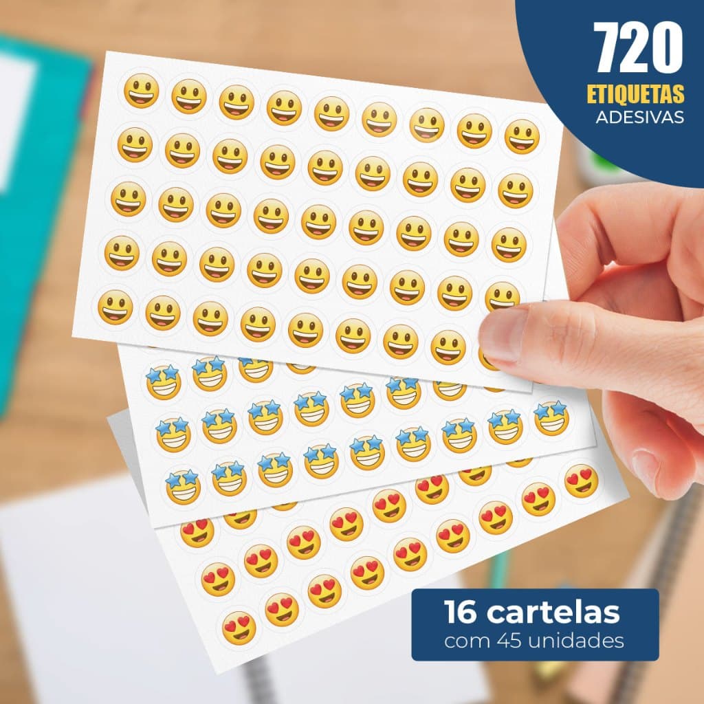 Adesivo Escolar - 720 un - Emojis Adesivos Para Caderno Infantil Coisas de Professora