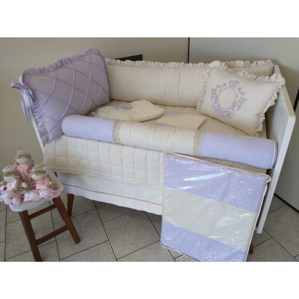 Kit Berço Americano Noah Linho Com Lilas 10 Pçs