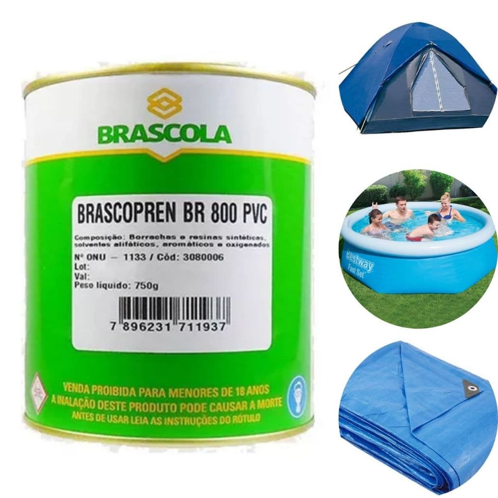 Cola Vinil 750g Brascopren PVC 800 Reparo Piscina Lona Toldo BRASCOLA