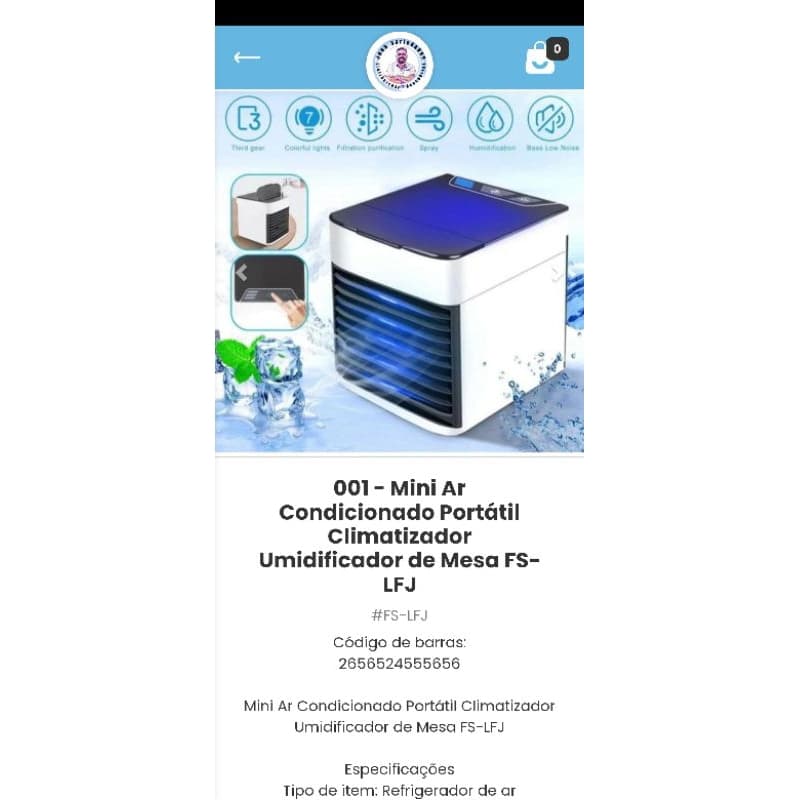 001 - Mini Ar Condicionado Portátil Climatizador Umidificador de Mesa FS-LFJ
