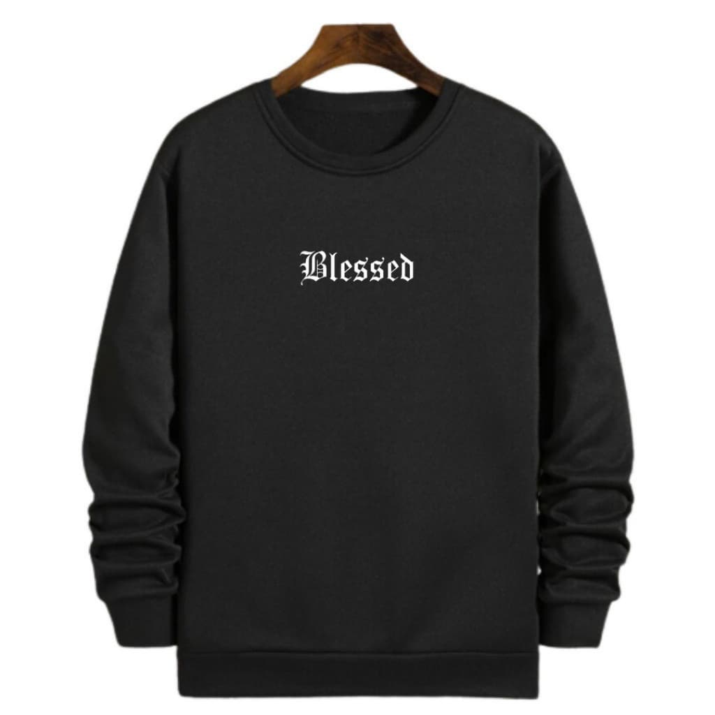 Moletom masculino gola careca estampado street blessed