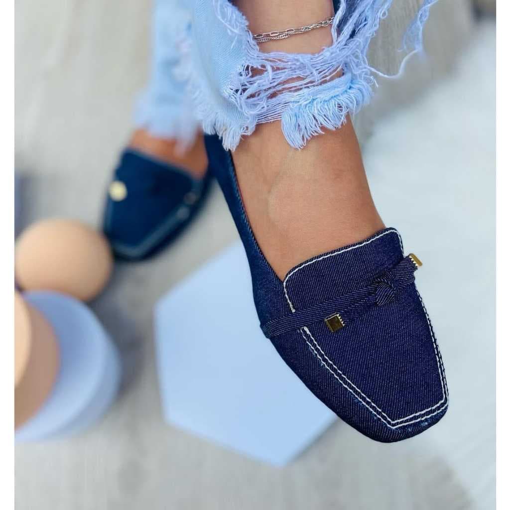 Mocassim Feminino Premium Bico Quadrado Tendencia 2024 Confortável Macio Dia a Dia Moda Casual