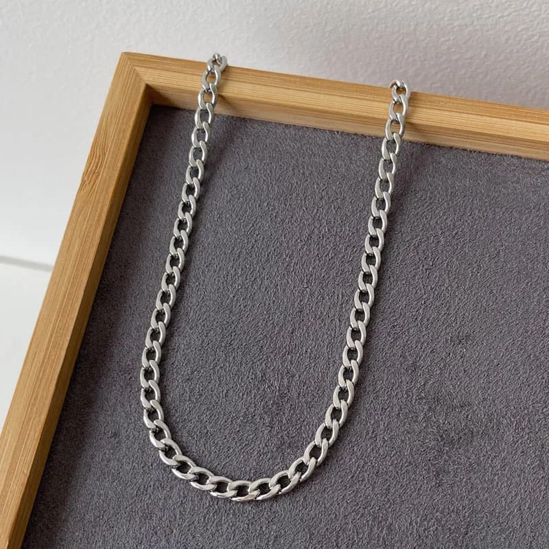 CORRENTE 5mm GROSSA AÇO INOX 316L COLAR CORDÃO PRATA