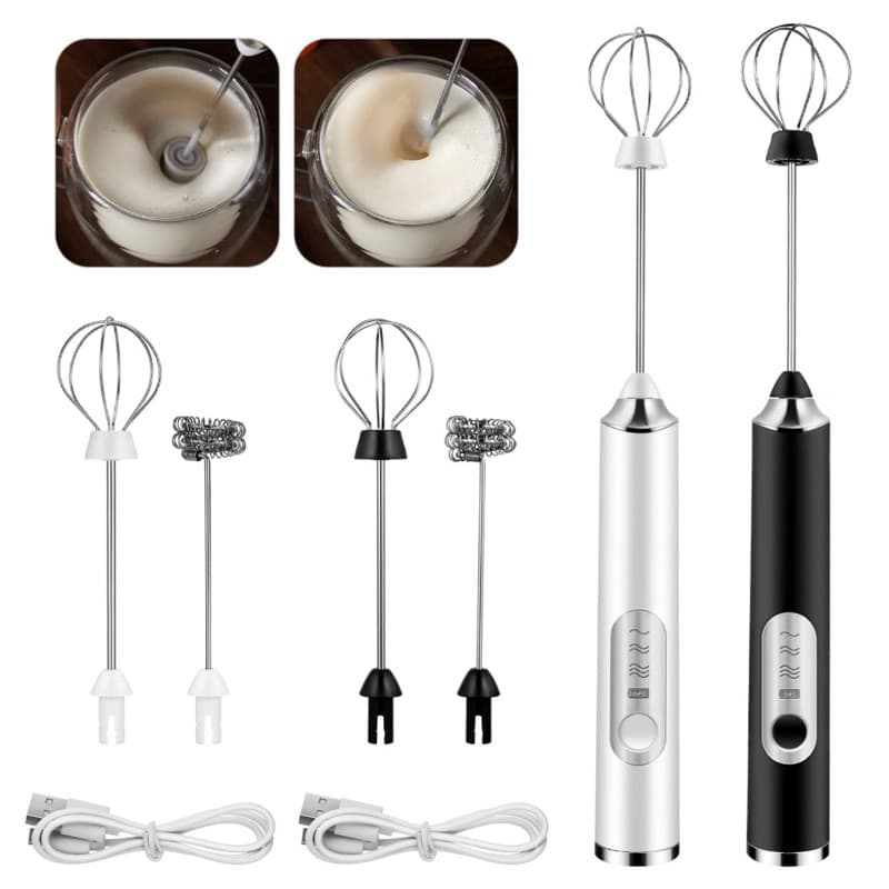Kit 02 Misturador batedor Mix elétrico para Bebidas Automático Elétrico Inox 2 em 1 Café ovos Leite milk-shake
