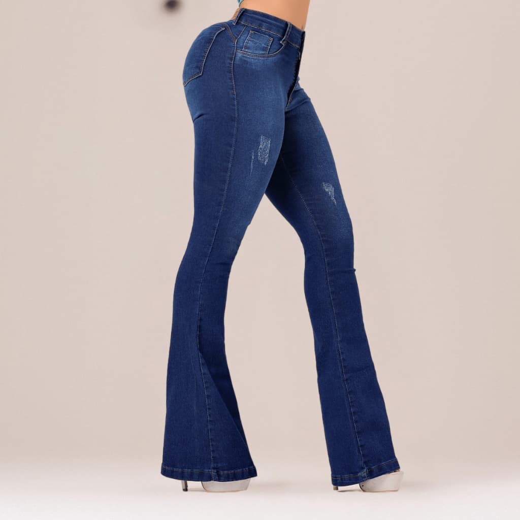 Calça Jeans Feminina Flare Com Elastano Lycra Jeans Feminino Calça Flaer