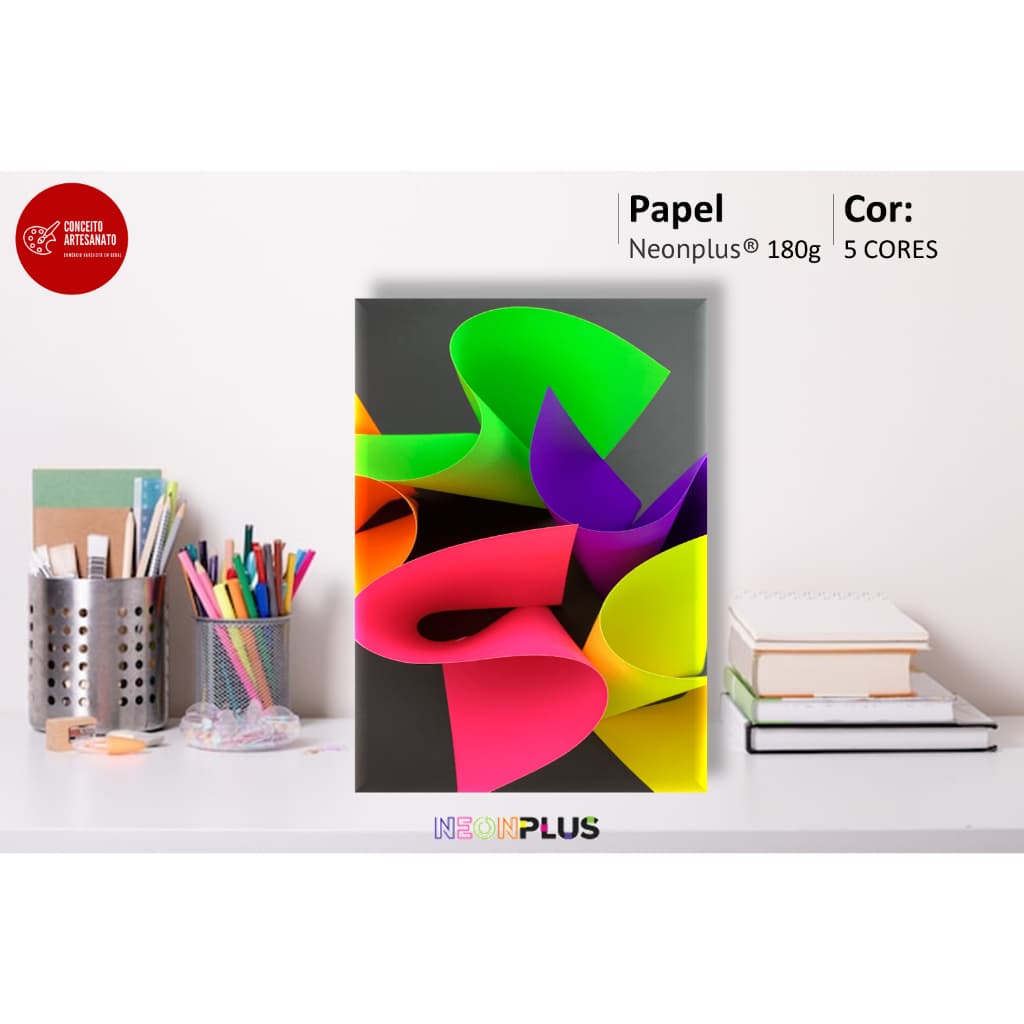Papel Fluorescente Neon Plus A4 180g - 50 Folhas