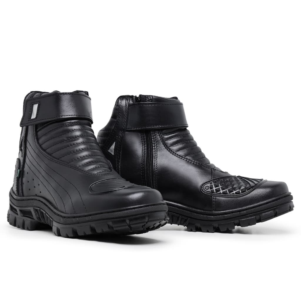 BOTA MOTOCICLISTA ACERO BOTAS COURO RACE PRETO