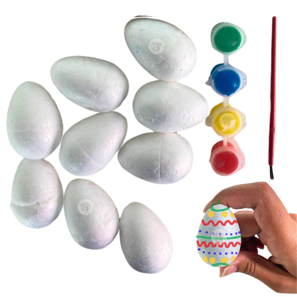 Ovinho Brinquedo Páscoa Pintura Isopor+ Tinta Guache Pincél Arte Artesanato DIvertido