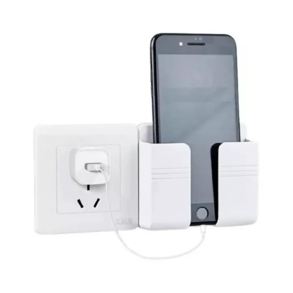 Suporte De Parede Para Celular E Controle Remoto Multiuso Plástico Branco 10cm