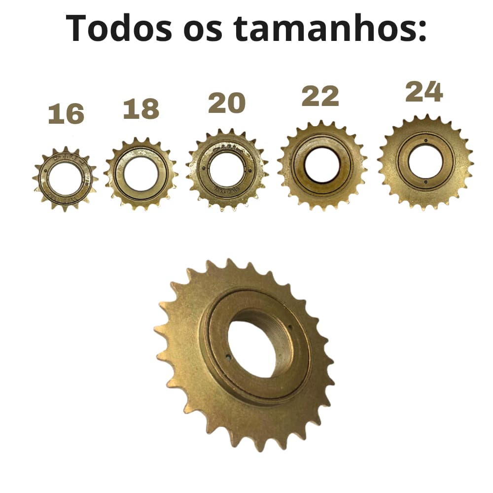 Catraca Roda Livre Para Bicicleta 16 / 18 / 20 / 22 / 24 Dentes Esferada Dourada Bike Sem Marcha
