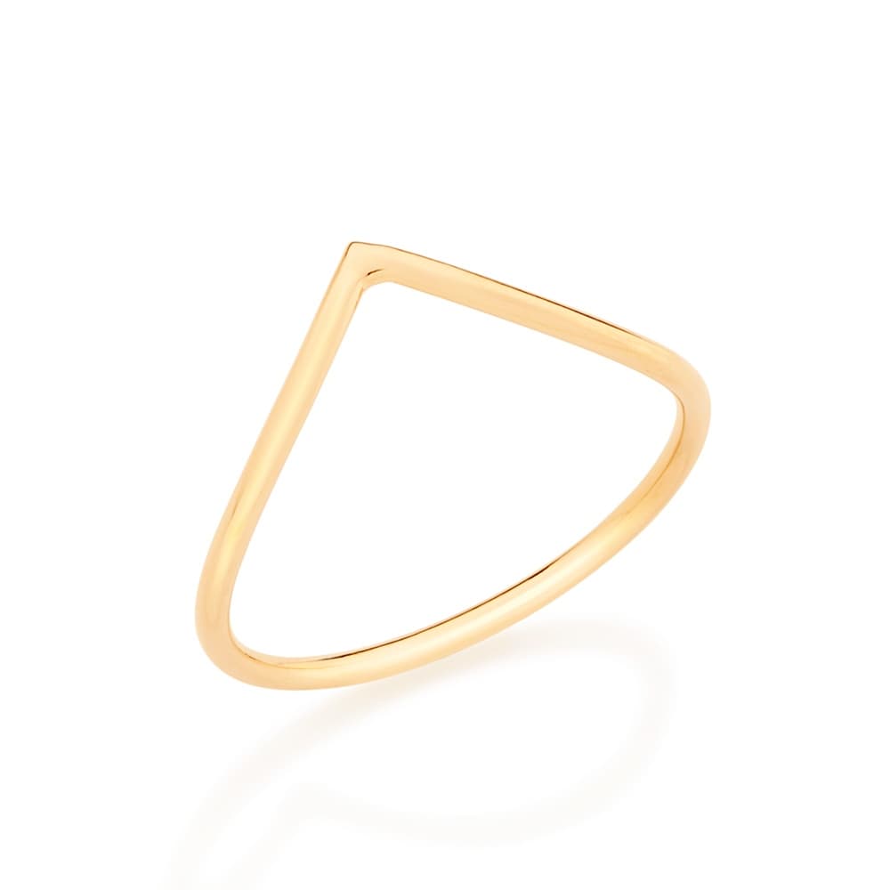 Anel Rommanel Skinny Ring Curvatura Em V Folheado - 512449