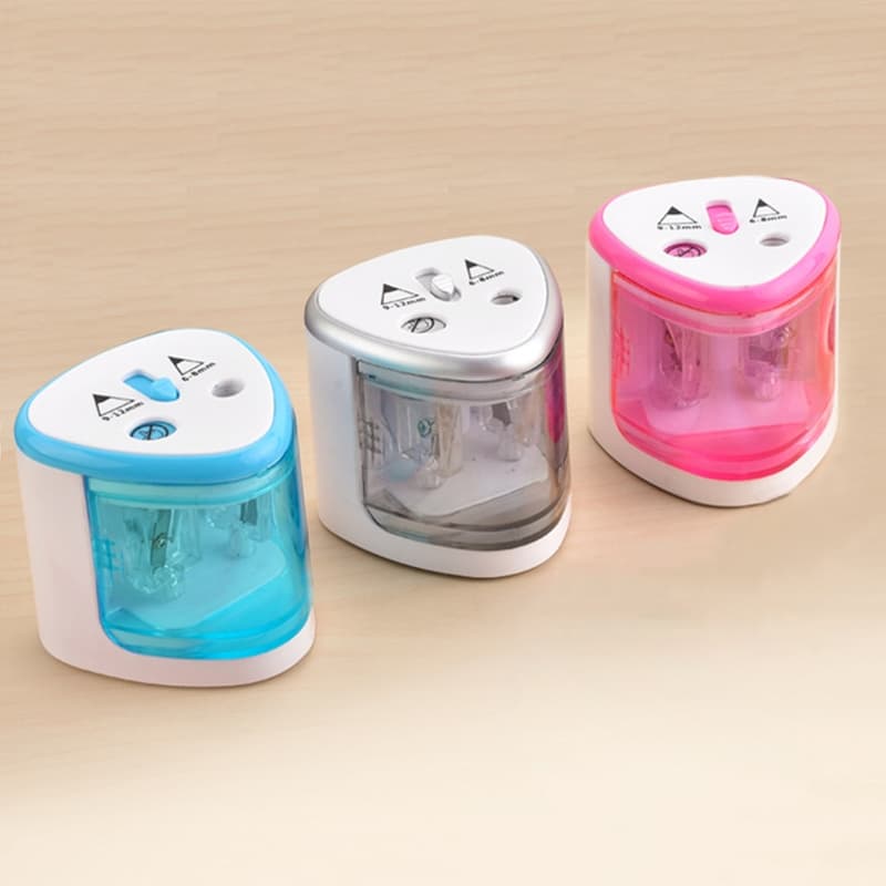 Apontador De Lápis Escolar De Mesa Elétrico Automatico Com Deposito 2 Furos Lápis Comum E Jumbo