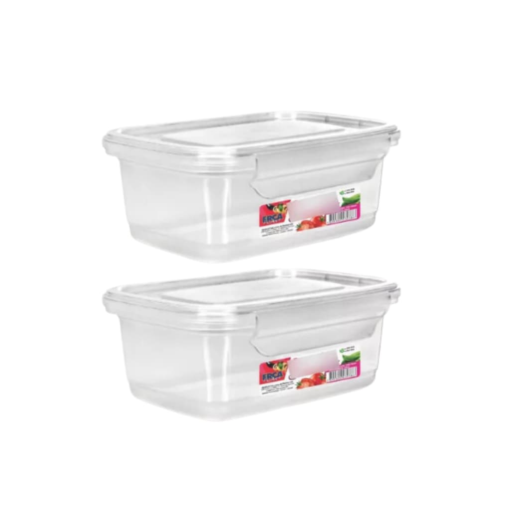 2 Potes com trava, caixa com trava, marmita com trava, pote transparente retangular 750ml, pote com tampa hermetica