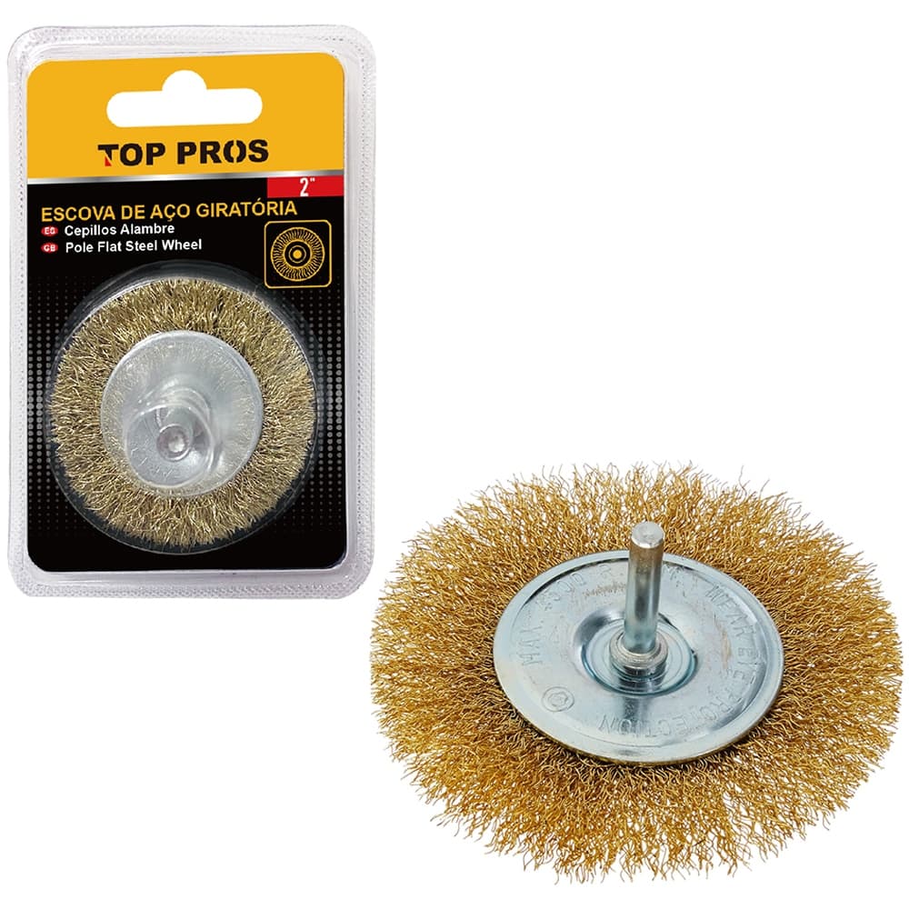 ESCOVA DE ACO ONDULADAS CIRCULAR TOP PROS 2''
