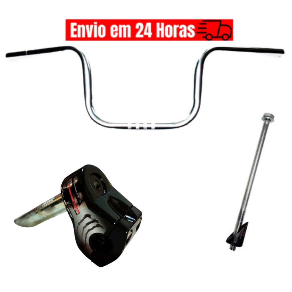 Kit Guidão De Moto Bicicleta + Mesa Suporte Frontal Front Positiva Monster Bicicleta Bmx Cross Freestyle Bike + Caneta Expander