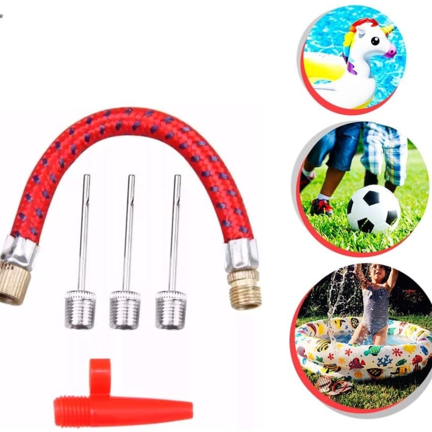 Kit 3 Bico Mangueira Rabicho Bola Bomba Encher Pneu câmara de ar Bicicleta Bike Triciclo Bomba de Futebol