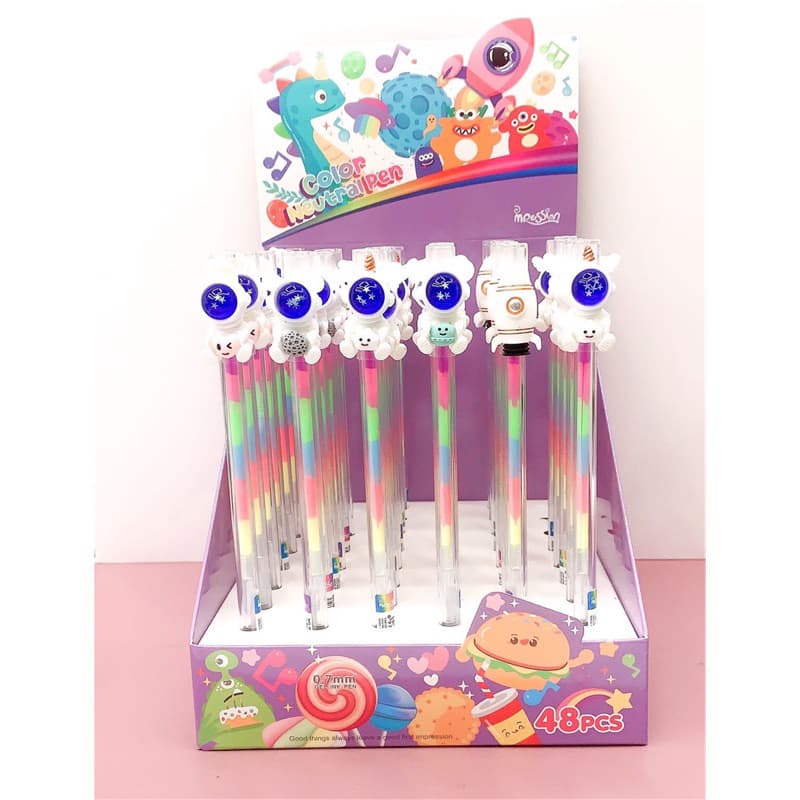 kit de 4/8/12 peças Caneta de  Refil multicolor escreve papel preto /Astronauta
